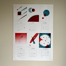 Astronomic Calendar 2024 - My project for course: Introduction to Risograph Printing . Projekt z dziedziny Craft, Projektowanie graficzne, Pattern design, Stemple, Projektowanie materiałów biurow i ch użytkownika Santiago Ardila - 27.02.2024