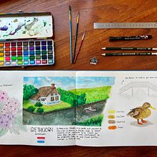 Mi proyecto del curso: Cuaderno de viaje en acuarela. Traditional illustration, Watercolor Painting, Architectural Illustration, and Sketchbook project by Joseph Esteban - 03.03.2024
