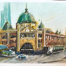 My project for course: Urban Landscapes in Watercolor . Projekt z dziedziny  Sztuki piękne, Malowanie akwarelą,  R i sunek architektoniczn użytkownika Reg Watson - 04.03.2024