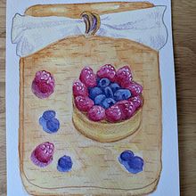 My project for course:  Flavorful Food Illustration with Watercolor (Fruit Tart). Een project van Traditionele illustratie,  Beeldende kunst, Schilderij y Aquarelschilderen van Carol - 28.02.2024
