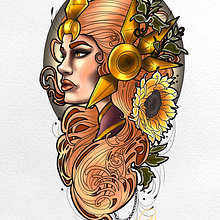 Meu projeto do curso: Design de tatuagem neotradicional. Een project van  Tekening, Digitale illustratie,  Tatoeageontwerp y Digitale tekening van Paola Felintro da Silva - 02.03.2024