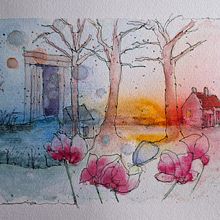 My project for course: Illustrated Portrait in Watercolor. Projekt z dziedziny Trad, c, jna ilustracja,  Sztuki piękne,  Malarstwo,  R, sunek, Malowanie akwarelą, Portret,  R, sunek art, st i czn użytkownika KIRSTIN WALDEN CROCKFORD - 06.03.2024