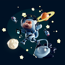 Gatito espacial. 3D, Character Design, 3D Modeling, 3D Character Design, and 3D Design project by Carlos Andrés Ruiz Palacio - 03.06.2024