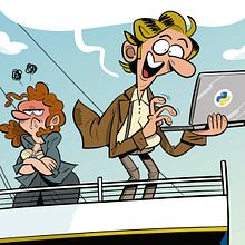 Cubierta libro "Programa en PYTHON y conviértete en el rey del mundo". Un proyecto de Ilustración digital, Diseño editorial e Ilustración editorial de Raúl Salazar - 07.03.2024