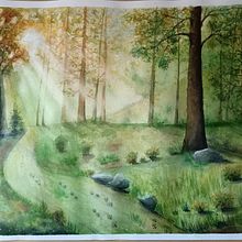 Mój projekt z kursu: Oniryczne pejzaże akwarelą: maluj światłem. Painting, and Watercolor Painting project by Ania Urban - 03.07.2024