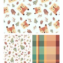 Forest themed pattern design. Textile Design, Packaging, Interior Design, Painting, Product Design, and Pattern Design project by Hale Çelik - 02.29.2024