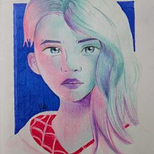 Mi proyecto del curso: Dibujo de retratos llamativos con lápices de colores Ein Projekt aus dem Bereich Zeichnung, Porträtzeichnung, Sketchbook und Zeichnen mit Buntstiften von Katherine Rodríguez Gaete - 07.03.2024