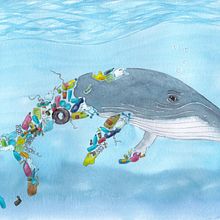 La yubarta que se transformó en plástico. Traditional illustration, Children's Illustration, Watercolor Painting, Drawing, and Gouache Painting project by Evessar Ilustración - 06.07.2022