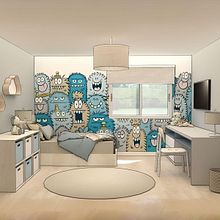 Dormitorio para un pequeño amante de los Monstruos. Een project van Architectuur,  Ontwerp, 3D e Interactief ontwerp van Florencia Don - 09.03.2024