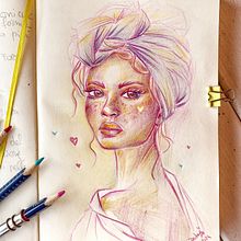 Il mio progetto del corso: Ritratti vivaci con matite colorate. Drawing, Portrait Drawing, Sketchbook, and Colored Pencil Drawing project by fededede - 03.10.2024
