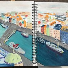 My rendition of the Unsplash photo by Roland Varsbergs and inspired by the style of Maru Godas . Gouache Painting, Traditional illustration, Fine Arts, Painting, and Sketchbook project by Tara Miles - 01.23.2024