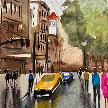 Mi proyecto del curso: Paisajes urbanos en acuarela. Een project van  Beeldende kunst, Aquarelschilderen y  Architecturale illustratie van cecilialagamma - 13.03.2024