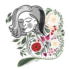 My project for course: Illustrated portraits with botanical elements. Projekt z dziedziny Trad, c, jna ilustracja, Ilustracja c, frowa, R, sunek botaniczn, R, sunek c i frow użytkownika Erika Gasparova - 14.03.2024