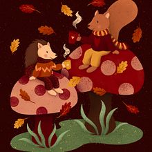 Outono e Amigos. Digital Illustration, Children's Illustration, Editorial Illustration, Children's Literature, and Design project by Nayane Senha - 03.14.2024