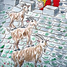 Billy Goats Gruff visit Hadrian's Wall. Traditional illustration project by Eileen Laurie - 03.15.2024