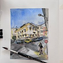 Architectuur tekenen met aquarel en inkt. Architecture project by Lydia Van der Graaff - 03.17.2024