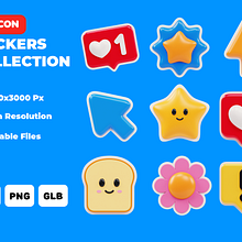 Stickers Collection 3D Icons . 3D, 3D Modeling, and Graphic Design project by Fernando Mejia Mahecha - 03.19.2024
