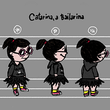 Character Model Sheet - Catarina. Un progetto di Illustrazione digitale, Illustrazione infantile e Character design di Ana Karoline Grellmann Cardoso - 19.03.2024