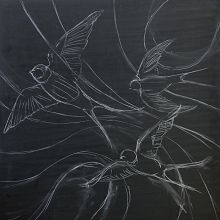Lacquer Painting on Wood - Play with the wind ( 60 x 60 cm) - Ming Do. Arts, and Crafts project by Minh Do Hoang - 03.21.2024