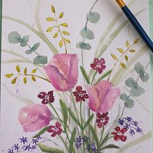 Mon projet du cours : Création d’une composition florale à l’aquarelle. Een project van Traditionele illustratie,  Beeldende kunst, Schilderij, Aquarelschilderen,  Botanische illustratie y Naturalistische illustratie van Michelle Guay - 22.03.2024