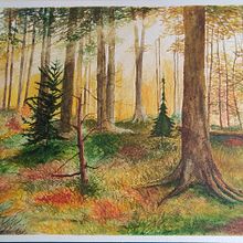Il mio progetto del corso: Bosco in autunno . Fotografie, Pictura și Pictură în acuarelă de paozanat - 03.30.2024