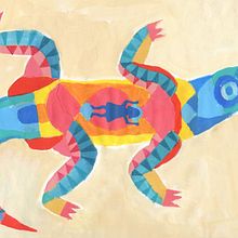 Mi proyecto del curso: Cocodrilo y niña. Een project van  Ontwerp, Traditionele illustratie,  Beeldende kunst, Schilderij,  Creativiteit, Creativiteit met kinderen, Sketchbook,  Acr, lschilderij y Collage van Victor Serrano Orozco - 31.03.2024
