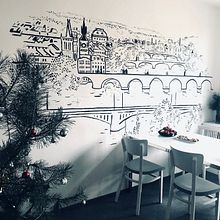 Wall painting - Prague. Un progetto di Pittura acrilica, Illustrazione architettonica, Pittura, Street Art e Direzione artistica di Mariana Hlubiňáková - 02.04.2024