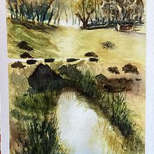 Mon projet du cours : Paysages naturels à l’aquarelle. Projekt z dziedziny  Sztuki piękne,  Malarstwo i Malowanie akwarelą użytkownika b_ludewigquaine - 01.04.2024
