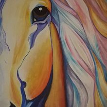 Horse inspired by Monica Baldwin (Before starting course). Acr, and lic Painting project by Susan Kernaghan - 04.02.2024