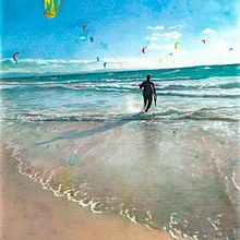 Man kitesurfing realistic portrait drawing Ein Projekt aus dem Bereich Traditionelle Illustration, Illustration mit Tinte, Editorial Illustration, Naturalistische Illustration, Zeichnung, Bleistiftzeichnung, Kreativität, Realistische Zeichnung, Artistische Zeichnung, Anatomische Zeichnung, Zeichnen mit Buntstiften, Bildende Künste, L, schaftsbau und Porträtzeichnung von Mentiradeloro Esther Cuesta - 29.03.2024