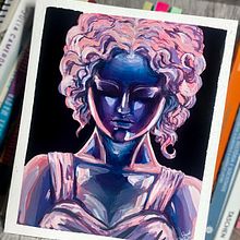 Meu projeto do curso: Pintura de retrato estilizado com guache. Een project van Traditionele illustratie, Schilderij y Schilderen met gouache van Paola Felintro da Silva - 04.04.2024