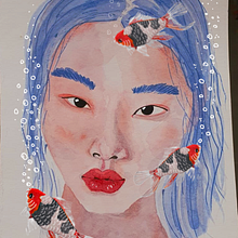 Mi proyecto del curso: Retrato ilustrado en acuarela. Traditional illustration, Fine Arts, Painting, Drawing, Watercolor Painting, Portrait Drawing, and Artistic Drawing project by Paulina Belén Soto - 04.05.2024