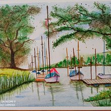 Mon projet du cours : Peinture de paysages marins à l'aquarelle. Un proyecto de Pintura, Pintura a la acuarela e Ilustración naturalista				 de Mila Ochea - 07.04.2024