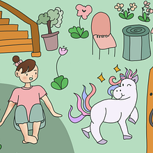 My project for course: Creating Characters for Children's Stories with Procreate - the girl with her unicorn. Un progetto di Illustrazione tradizionale, Character design, Illustrazione digitale, Illustrazione infantile e Disegno digitale di Nur Annisa Rizkita K - 06.04.2024