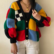 Harry Styles Inspired Patchwork Cardigan. Crochet, Fiber Arts, Fashion Design, Arts, and Crafts project by Grace Xu - 04.09.2024
