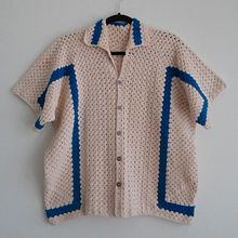 Crochet Camp Collar Button Up Shirt. Fiber Arts, Fashion Design, Arts, Crafts, and Crochet project by Grace Xu - 04.09.2024