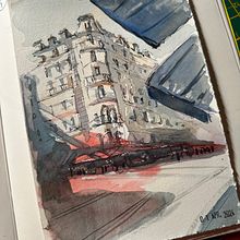 Il mio progetto del corso: Disegno architettonico con acquerello e inchiostro. Sketching, Drawing, Watercolor Painting, Architectural Illustration, Sketchbook & Ink Illustration project by Tania Cher - 04.10.2024