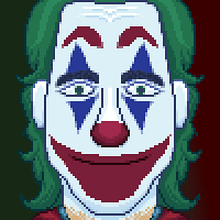 Retrato Joker (2019) Pixel Art. Digital Illustration, and Pixel Art project by Lucas Moreno - 04.11.2024