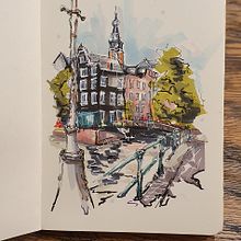 Mon projet du cours : Esquisses d'architecture expressives aux feutres de couleur. Sketching, Drawing, Architectural Illustration, Sketchbook & Ink Illustration project by stephane Guerry - 04.14.2024