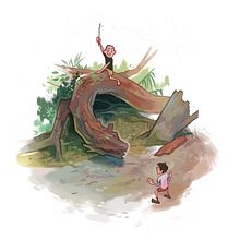 Pesa river. Children's Illustration project by Bernardo Tirelli - 04.16.2024