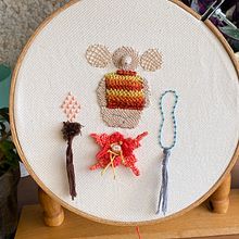 Mi proyecto del curso: Bordado en relieve con la técnica de encaje con nudos . Un progetto di Illustrazione tradizionale, Artigianato, Ricamo, Fiber Art e Textile Design di ROSA G - 17.04.2024