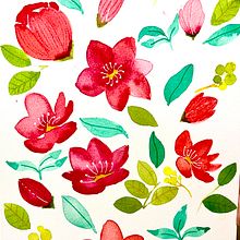 My project for course: Vibrant Floral Patterns with Watercolors. Traditional illustration, Pattern Design, Watercolor Painting, and Botanical Illustration project by elizcampos_silva - 04.17.2024