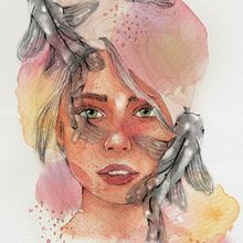My project for course: Illustrated Portrait in Watercolor. Traditional illustration, Fine Arts, Painting, Drawing, Watercolor Painting, Portrait Drawing, and Artistic Drawing project by lena_tsch - 04.19.2024