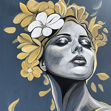 Flowers acrylic painting 60x80cm. Arts, Crafts, and Fine Arts project by Thomas Juulsgaard - 04.01.2024