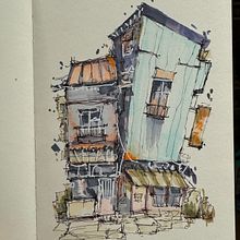 My project for course: Expressive Architectural Sketching with Colored Markers. Sketching, Drawing, Architectural Illustration, Sketchbook & Ink Illustration project by Billy - 04.20.2024