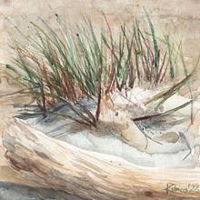 Sandy beach. Traditional illustration, and Watercolor Painting project by Maja Kubica - 04.21.2024