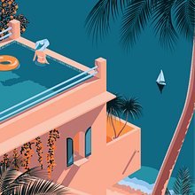 A Summer on Beach. Digital Illustration, Art Direction, Vector Illustration, Creativit, and Poster Design project by Susmita Deb Nath - 04.22.2024