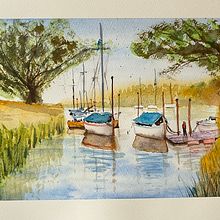 My project for course: Watercolor Techniques for Painting Seascapes. Painting, Watercolor Painting, and Naturalistic Illustration project by adrianed - 04.23.2024