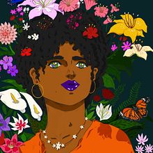 In the flowers. Een project van Vectorillustratie,  Tekening, Digitale illustratie,  Portrettekening y  Botanische illustratie van Raúl González - 23.04.2024