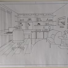 Meu projeto do curso: Perspectiva artística: desenhe interiores do seu ponto de vista. Projekt z dziedziny Trad, c, jna ilustracja,  Architektura,  R, sunek,  R i sunek architektoniczn użytkownika Simone Mavi - 01.05.2024